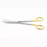Mayo dissecting scissors, 6 3/4'', curved TC beveled blades, blunt tips, gold ring handle