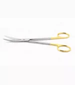 Mayo dissecting scissors, 5 1/2'', curved TC beveled blades, blunt tips, gold ring handle