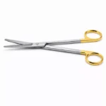 Mayo-Stille dissecting scissors 6 3/4'',straight TC rounded blades, micro serrated lower blade, blunt tips, gold ring handle